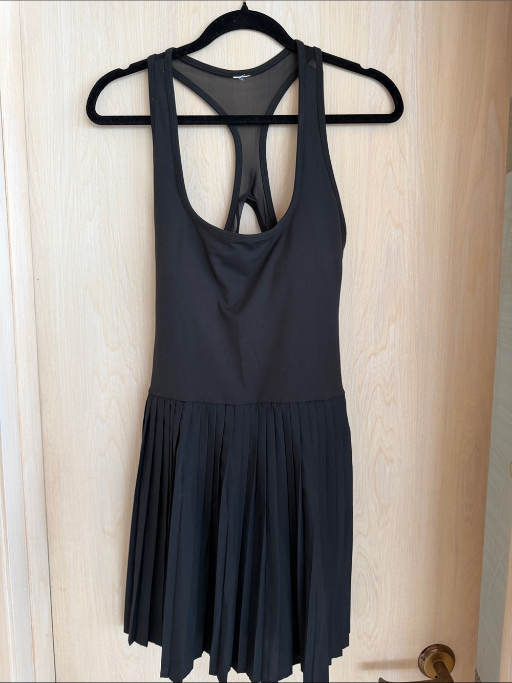 Fabletics Black Racerback Mini Dress with Pleated Skirt